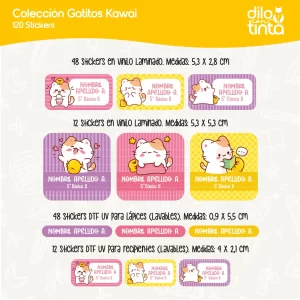 Stickers escolares Gatitos Kawai